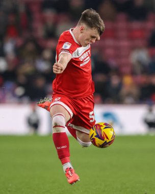 Ben Doak of Middlesbrough controls the ball during the Sky Bet Championship match Middlesbrough vs Cardiff City at Riverside Stadium, Middlesbrough, United Kingdom, 4th January 2024 clipart