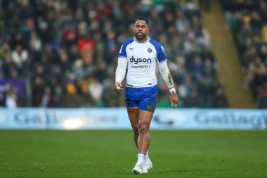 Bath Rugby 'den Joe Cokanasiga Gallagher Premiership maçı sırasında Northampton Saints - Bath Rugby maçı sırasında Franklin' s Gardens, Northampton 'daki Cinch Stadyumu' nda, 5 Ocak 2025
