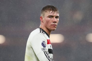 Manchester United 'dan Rasmus Hjlund Premier League maçında Liverpool Manchester United' a karşı Anfield, Liverpool, Birleşik Krallık 'ta, 5 Ocak 2025