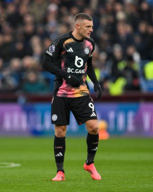 Leicester City 'den Jamie Vardy Premier League maçında Aston Villa, Leicester City' ye karşı Villa Park, Birmingham, Birleşik Krallık, 4 Ocak 2024