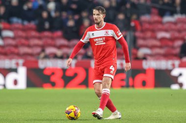 Dan Barlaser of Middlesbrough passes the ball during the Sky Bet Championship match Middlesbrough vs Cardiff City at Riverside Stadium, Middlesbrough, United Kingdom, 4th January 2025 clipart