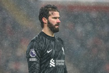 Alisson Becker of Liverpool during the Premier League match Liverpool vs Manchester United at Anfield, Liverpool, United Kingdom, 5th January 2024 clipart