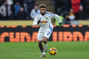 Leeds United 'ın Jayden Bogle' ı, 4 Ocak 2024 'te MKM Stadyumu' nda Hull City - Leeds United maçında maç yapıyor.