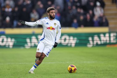 Jayden Bogle of Leeds United in action during the Sky Bet Championship match Hull City vs Leeds United at MKM Stadium, Hull, United Kingdom, 4th January 2024 clipart