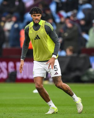 Tyrone Mings of Aston Villa during the pre-game warmup ahead of the Premier League match Aston Villa vs Leicester City at Villa Park, Birmingham, United Kingdom, 4th January 2025 clipart