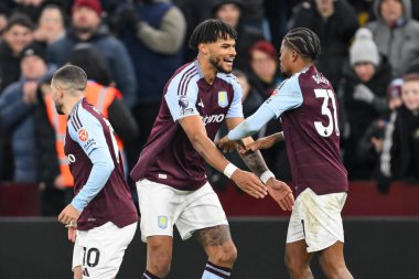 Aston Villa 'dan Leon Bailey, Premier Lig maçında Aston Villa, Leicester City' ye karşı 4 Ocak 2024 'te Birmingham, İngiltere' deki Villa Park 'ta 2-1 kazanma hedefini kutluyor.