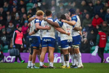Gallagher Premiership maçı sırasında takım banyosu Northampton Saints 'e karşı Rugby maçı sırasında Franklin' s Gardens, Northampton, İngiltere 'deki Cinch Stadyumu' nda 5 Ocak 202