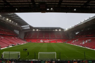 İngiltere 'nin Liverpool kentinde oynanan Liverpool-Manchester United maçı sırasında Anfield, Liverpool maçına genel bir bakış.