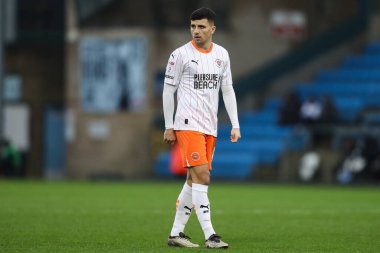 Blackpool takımından Albie Morgan 4 Ocak 2024 'te Adams Park, High Wycombe, İngiltere' de Wycombe Wanderers-Blackpool maçında