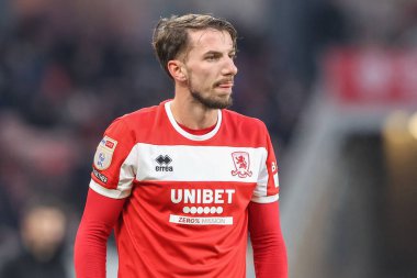 Middlesbrough 'dan Dan Barlaser, Middlesbrough - Cardiff City maçı sırasında Riverside Stadyumu, Middlesbrough, Birleşik Krallık, 4 Ocak 2024