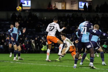 Blackpool 'dan Kyle Joseph, Adams Park, High Wycombe, Birleşik Krallık' ta, 4 Ocak 2024 'te Wycombe Wanderers' a karşı oynanan Sky Bet 1 maçında 1-1 berabere kaldı.
