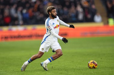 Leeds United 'ın Jayden Bogle' ı, 4 Ocak 2024 'te MKM Stadyumu' nda Hull City - Leeds United maçında maç yapıyor.