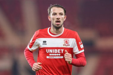 Middlesbrough 'dan Dan Barlaser, Middlesbrough - Cardiff City maçı sırasında Riverside Stadyumu, Middlesbrough, Birleşik Krallık, 4 Ocak 2024
