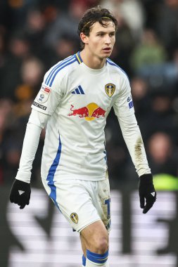 Leeds United takımından Brenden Aaronson, Hull City - Leeds United maçında, MKM Stadyumu, Hull, İngiltere, 4 Ocak 2024