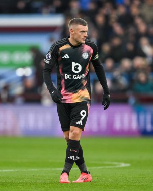 Leicester City 'den Jamie Vardy Premier League maçında Aston Villa, Leicester City' ye karşı Villa Park, Birmingham, Birleşik Krallık, 4 Ocak 2025