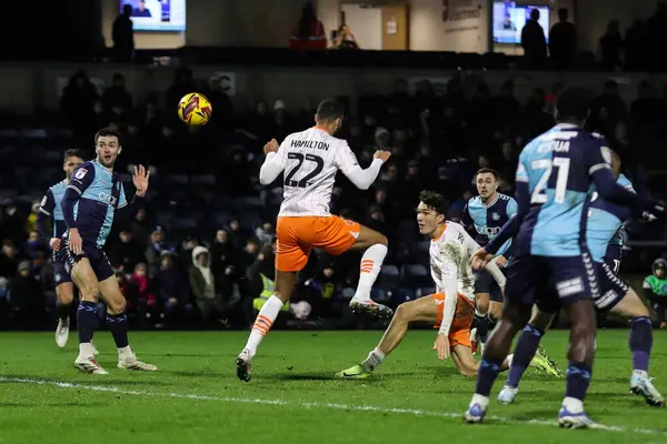 Blackpool 'dan Kyle Joseph, Adams Park, High Wycombe, Birleşik Krallık' ta Wycombe Wanderers 'a karşı 4 Ocak 2025' te oynanan Sky Bet 1 maçında 1-1 berabere kaldı.