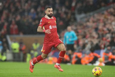 Liverpool 'dan Mohamed Salah, 5 Ocak 2024' te İngiltere 'nin Liverpool kentinde oynanan Premier League maçı sırasında Manchester United ile karşı karşıya geldi.