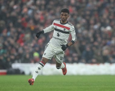 Manchester United 'dan Amad Diallo Premier Lig karşılaşmasında Liverpool Manchester United' a karşı Anfield, Liverpool, İngiltere, 5 Ocak 2024