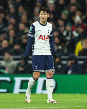 Tottenham Hotspur 'dan Son Heung-Min Carabao Kupası Yarı Finalleri sırasında Tottenham Hotspur Liverpool' a karşı Tottenham Hotspur Stadyumu, Londra, İngiltere, 8 Ocak 2025