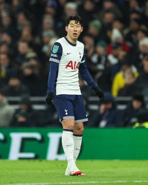 Tottenham Hotspur 'dan Son Heung-Min Carabao Kupası Yarı Finalleri sırasında Tottenham Hotspur Liverpool' a karşı Tottenham Hotspur Stadyumu, Londra, İngiltere, 8 Ocak 2025
