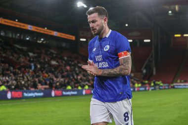 Cardiff City 'den Joe Ralls, 9 Ocak 2025 tarihli Bramall Lane, Sheffield, İngiltere' deki Sheffield United 'ın Cardiff City' ye karşı oynadığı 3.