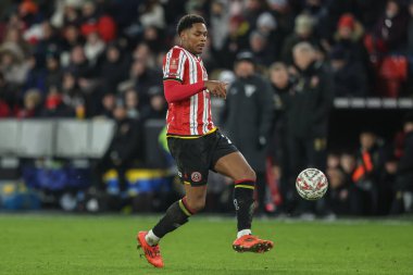 Sheffield United takımından Jamal Baptiste, 9 Ocak 2025 tarihinde Sheffield, İngiltere 'deki Bramall Lane' de Sheffield United ile Cardiff City arasında oynanan 3.