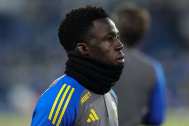 Leeds United takımından Wilfried Gnonto, 11 Ocak 2025 tarihinde Birleşik Krallık 'ın Leeds şehrinde oynanan 3. Rauntta oynanan Emirates FA Kupası karşılaşmasında maç öncesi ısınma turunda Leeds United ile Harrogate Town karşı karşıya geldi.