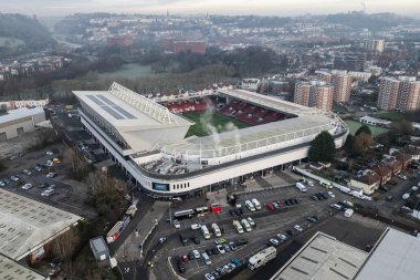 Ashton Gate, Bristol Gate, Bristol, İngiltere 'de 11 Ocak 2025 tarihinde oynanan Bristol City - Wolverhampton Wanderers karşılaşması öncesinde Ashton Gate' in hava görüntüsü