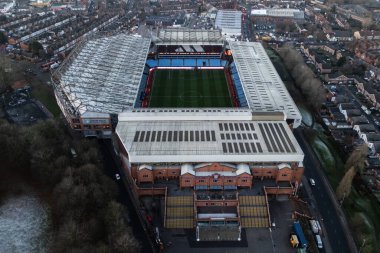 An aerial view of Villa Park ahead of the Emirates FA Cup 3rd Round match Aston Villa vs West Ham United at Villa Park, Birmingham, United Kingdom, 10th January 2025 clipart