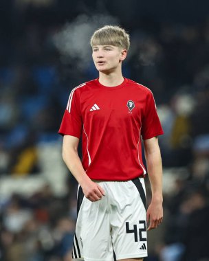 Salford City 'den Marshall Heys, 11 Ocak 2025 tarihinde İngiltere' nin Etihad Stadyumu 'nda oynanan 3.