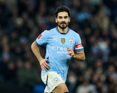 Manchester City 'den lkay Gndoan, Birleşik Krallık Etihad Stadyumu' nda oynanan 3. Raund Manchester City-Salford maçı sırasında 11 Ocak 2025
