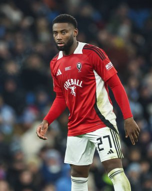 Salford City 'den Kylian Kouassi, 11 Ocak 2025 tarihinde İngiltere' nin Etihad Stadyumu 'nda oynanan 3.