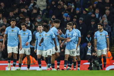 Manchester City 'den James McAtee, 11 Ocak 2025 tarihinde Etihad Stadyumu' nda oynanan ve Manchester City ile Salford City arasında oynanan 3.