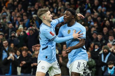 Manchester City 'den Jrmy Doku, 11 Ocak 2025 tarihinde Etihad Stadyumu' nda oynanan ve Manchester City ile Salford City arasında oynanan 3.