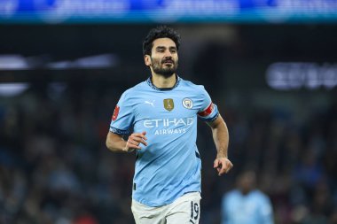 Manchester City 'den lkay Gndoan, Birleşik Krallık Etihad Stadyumu' nda oynanan 3. Raund Manchester City-Salford maçı sırasında 11 Ocak 2025