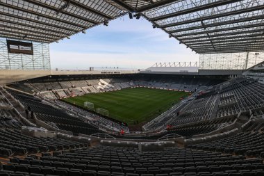 Newcastle United 'ın evi olan St. James' s Park 'ın genel görünümü, 12 Ocak 2025 tarihinde Birleşik Krallık' taki St. James 's Park, Newcastle' da oynanan 3.