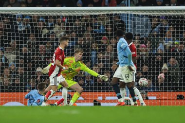 Manchester City 'den James McAtee, 11 Ocak 2025 tarihinde Etihad Stadyumu' nda oynanan ve Manchester City 'nin Salford City' ye karşı oynadığı 3.