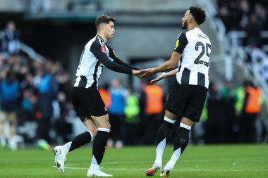 Lewis Miley of Newcastle United celebrates his goal to make it 1-1 during the Emirates FA Cup 3rd Round match Newcastle United vs Bromley FC at St. James's Park, Newcastle, United Kingdom, 12th January 2025 clipart