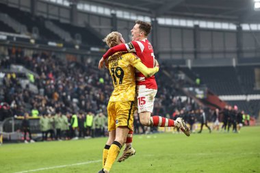 Doncaster Rovers takımından Harry Clifton ve takım arkadaşları 12 Ocak 2025 'te MKM Stadyumu, Hull City Doncaster Rovers' a karşı oynanan 3.