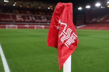 İngiltere 'nin Nottingham City Ground kentinde oynanan Premier League maçında Nottingham Forest' a karşı Liverpool bayrağı, 14 Ocak 2025