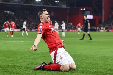 Nottingham Ormanı 'ndan Chris Wood, İngiltere' nin Nottingham şehrinde 14 Ocak 2025 'te oynanan Premier League maçında Nottingham Forest' a karşı Liverpool maçında 1-0 'lık galibiyetini kutluyor.