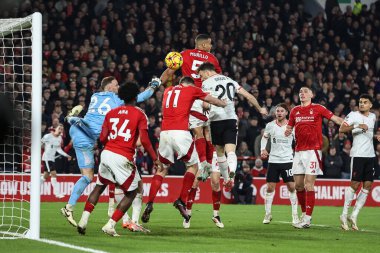 Liverpool 'dan Diogo Jota Premier Lig maçında 1-1 öne geçti Nottingham Forest Liverpool' a karşı City Ground, Nottingham, İngiltere, 14 Ocak 2025