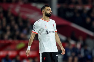 Liverpool 'dan Muhammed Salah Premier Lig maçı sırasında Nottingham Forest, Liverpool' a karşı City Ground, Nottingham, Birleşik Krallık 'ta 14 Ocak 2025