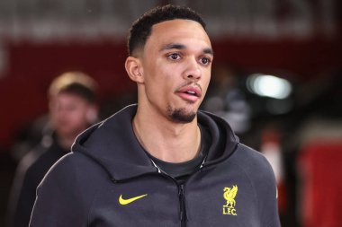 Liverpool 'dan Trent Alexander-Arnold Premier Lig maçı sırasında Nottingham Forest' a karşı Liverpool City Ground, Nottingham, İngiltere 'de 14 Ocak 2025' te geldi.
