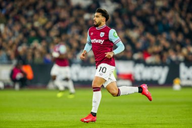 West Ham United takımından Lucas Paqueta, 14 Ocak 2025 'te Londra Stadyumu' nda oynanan Premier League maçında West Ham United ile Fulham karşılaşacak.