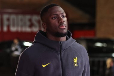 Liverpool 'dan İbrahima Konat, İngiltere' nin Nottingham Forest-Liverpool maçı sırasında 14 Ocak 2025 'te City Ground, Nottingham' da geldi.