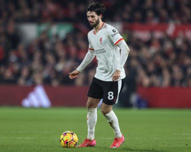 Liverpool 'dan Dominik Szoboszlai Premier Lig maçı sırasında Nottingham Forest' a karşı Liverpool City Ground, Nottingham, İngiltere 'de 14 Ocak 2025