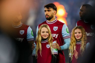 West Ham United 'tan Lucas Paqueta, Premier League maçından önce Londra' daki Fulham Stadyumu 'nda West Ham United' a karşı 14 Ocak 2025 'te sıralandı.