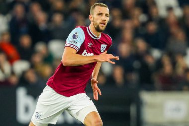 West Ham United takımından Tomas Soucek 14 Ocak 2025 'te Londra' daki Londra Stadyumu 'nda oynanan Premier League maçında West Ham United ile Fulham karşılaşacak.