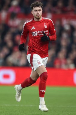 Nottingham Ormanı 'ndan Neco Williams Premier Lig maçı sırasında Nottingham Forest, Liverpool' a karşı City Ground, Nottingham, Birleşik Krallık 'ta 14 Ocak 2025